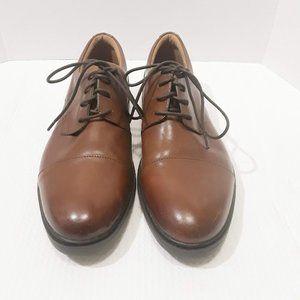 Unstructured by Clarks Mens Oxford Laceup Deep Tan Brown Leather Shoes Size 9.5M